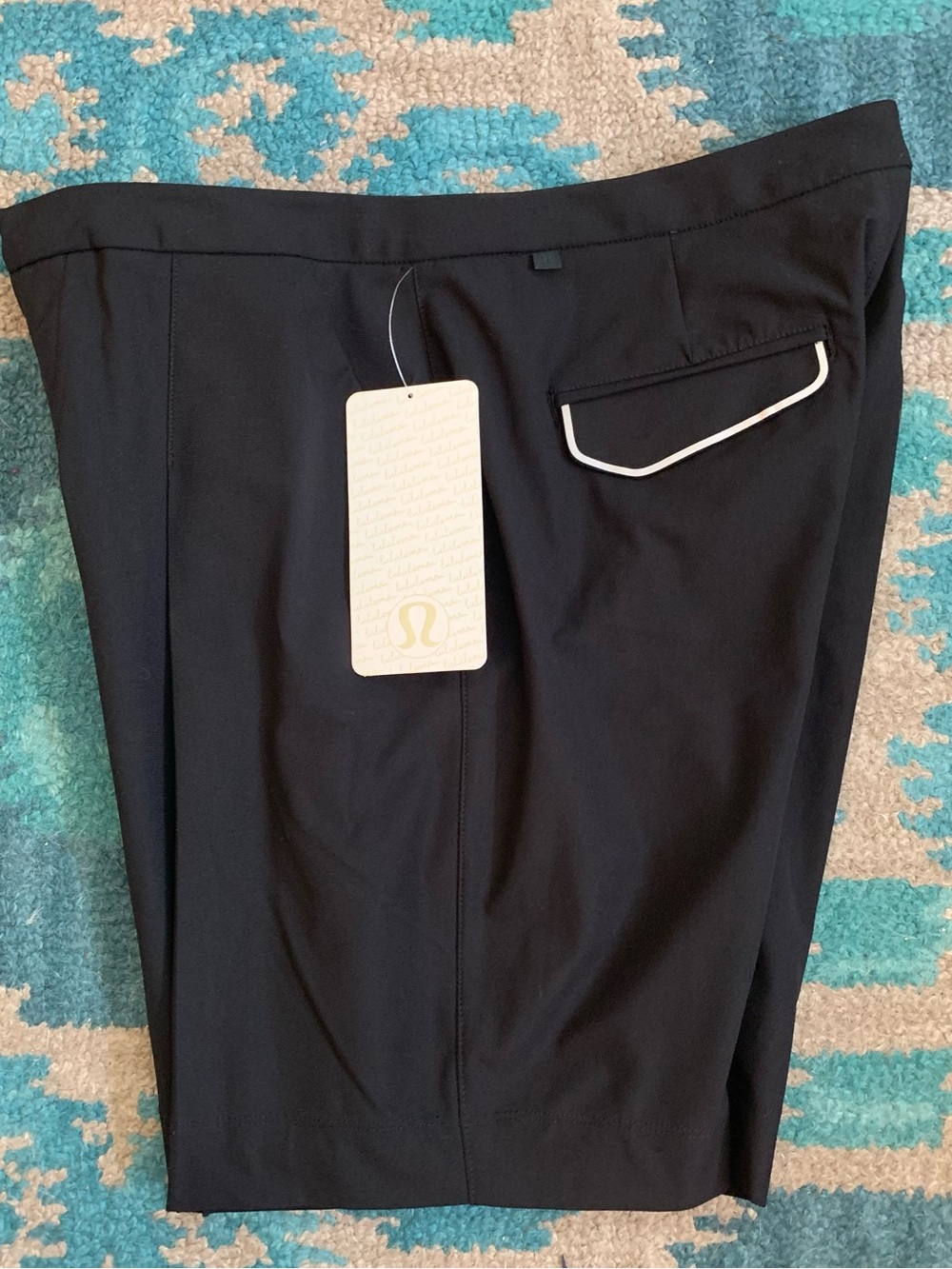 lululemon athletica Black Women's Bermuda Shorts with White Piping Detail